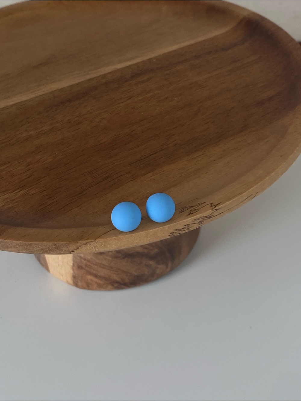 4/$15 Matte Sky Blue Round Stud Earrings